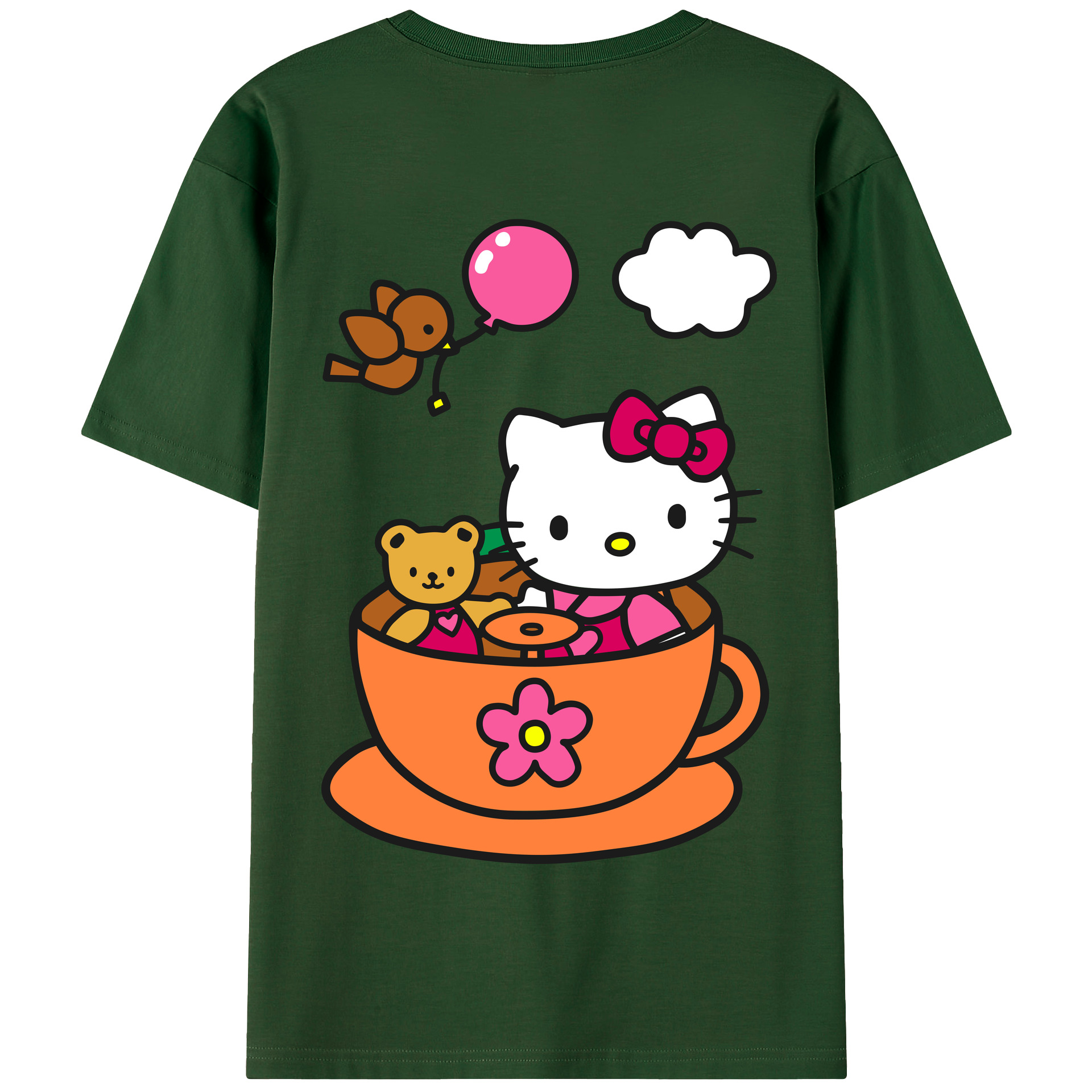 （画像用） Hello Kitty ハローキティ 綿100％半袖Tシャツ（背面プリント）